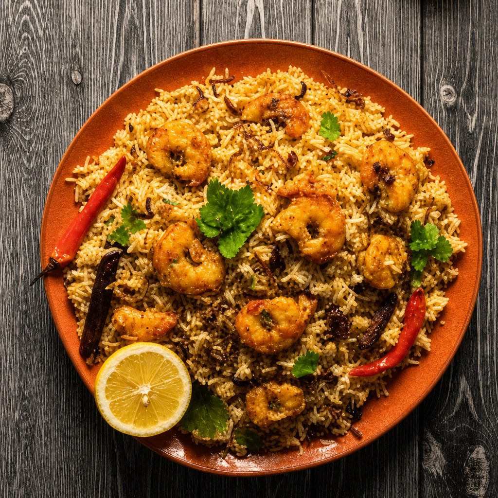 Prawn Biryani.