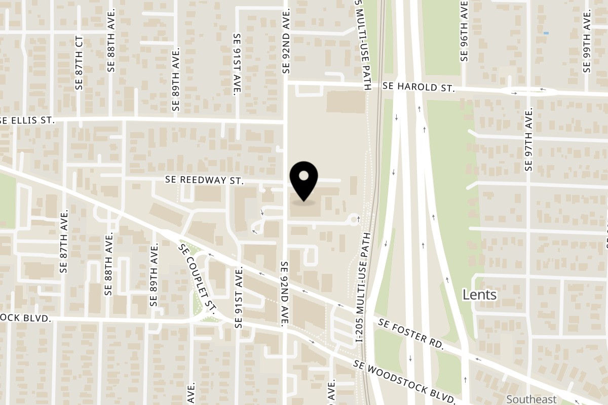 Map showing the location of Hamara Restaurant 92nd Ave on THE ZED PDX:, 5718 SE 92nd Ave in Portland